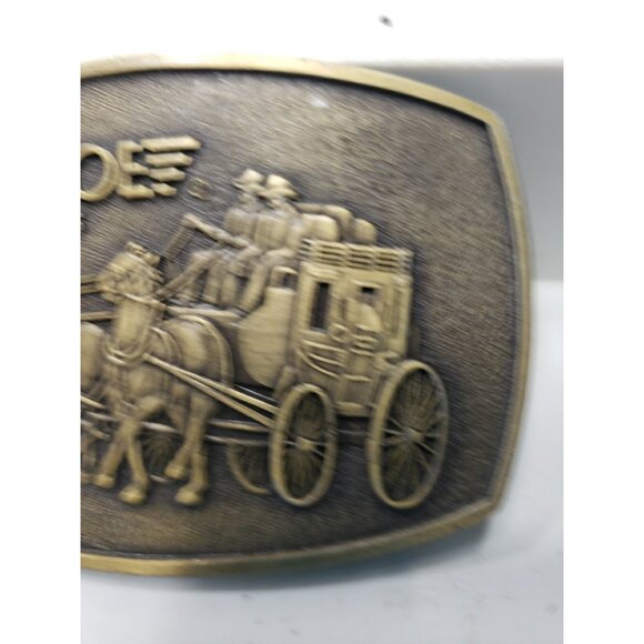 Vintage Monroe Shocks Stagecoach Horses Belt Buckle TASCO IND. DALLAS TEXAS - Picture 3 of 9